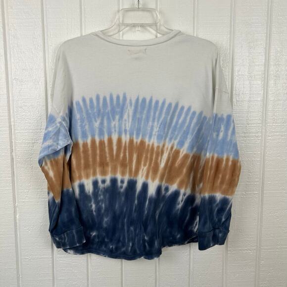 Madewell Women Long Sleeve Tie Dye Top Tshirt Blue Hippie Boho Lounge Size Small - Picture 6 of 6
